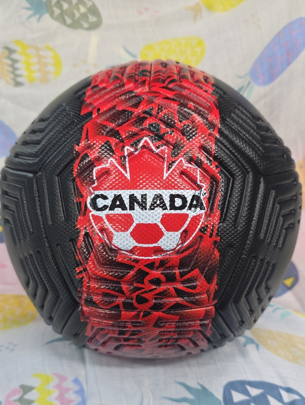 Canada Soccer Ball Black and Red Indoor/Outdoor Ball Used In Good Condition